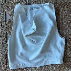 ZARA White Elegant Cropped Top – Size S – Back Zip